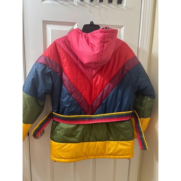 FARM Rio Cerrado Sky Reversible Puffer Jacket Black & White Rainbow Size S - Picture 7 of 16